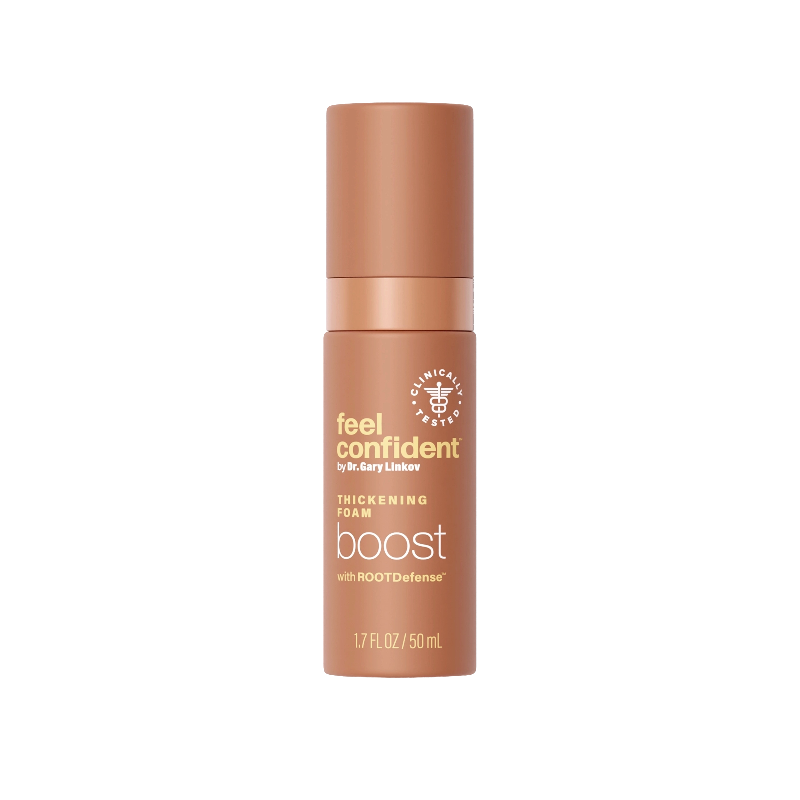 Feel Confident® Thickening Foam 50mL pump — lightweight hair volume foam with niacinamide and ROOTDefense™ for thinning hair